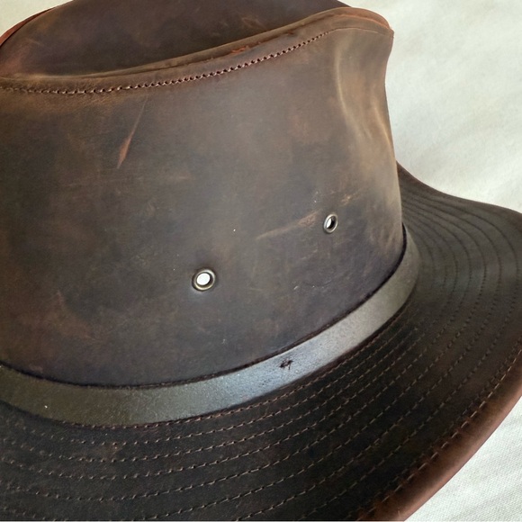 Henschel Hat Co. Don Brown Full Grain Oiled Worn Leather Safari Hat size Medium - Picture 7 of 12